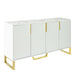 Modern Sideboard with Four Doors, Metal Handles & Legs, Adjustable Shelves Kitchen Cabinet