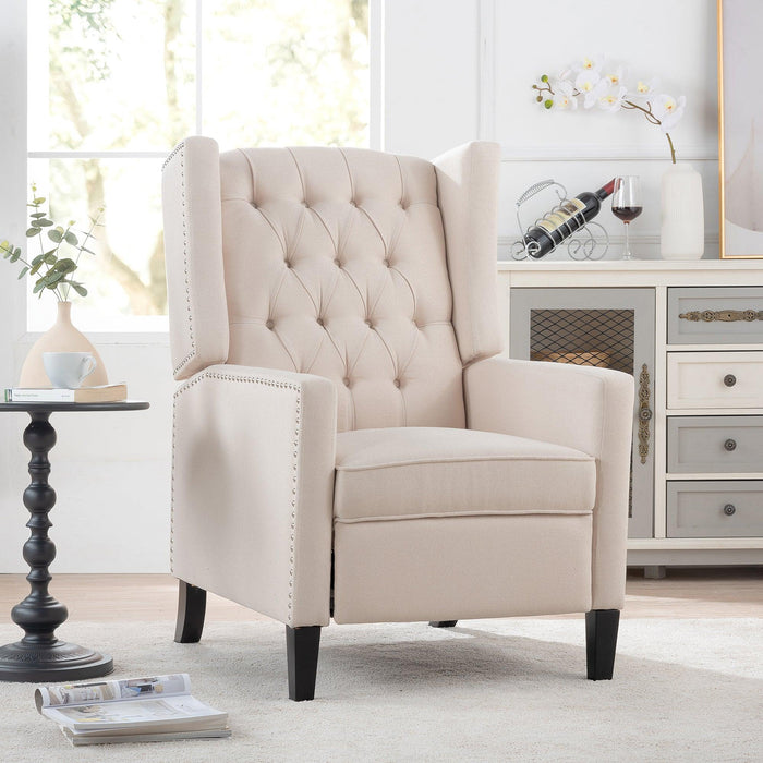 Manual Wing Chair Recliner - 27.16" Wide Comfort and Style for Your Living Space Beige