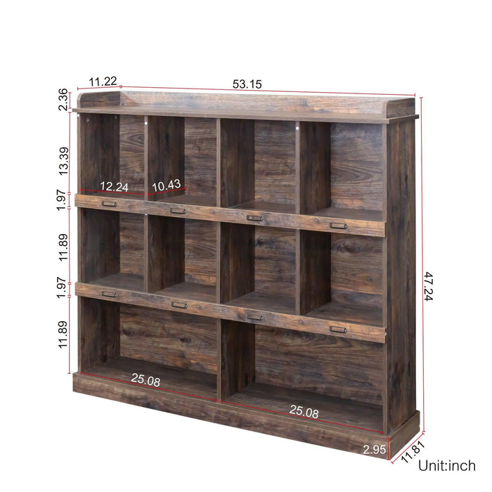 10-Shelf Bookcase for Home or Office Storage and Organization