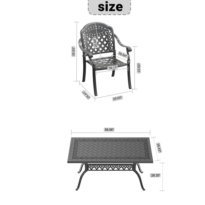 (Cushions In Random Colors)7-Piece Set Of Cast Aluminum Patio Furniture With Cushions - DTYStore