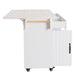 Kitchen Island with Trash Can Storage Cabinet, Kitchen Cart with Drop Leaf, Spice Rack, Towel Rack and Drawer, Rolling Kitchen Island on Wheels with Adjustable Shelf, White - DTYStore