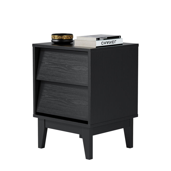 Mid Century Modern Nightstands with Vintage-style Bevel Design, Made of MDF, 2 Set