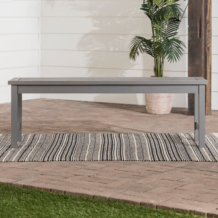 Modern Slat-Top Solid Wood Patio Bench - Brown - DTYStore