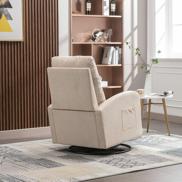 JiaDa Upholstered Swivel Glider.Rocking Chair for Nursery in Beige.Modern Style One Left Bag