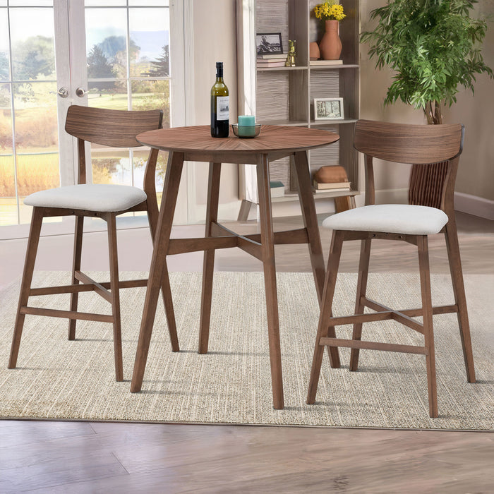 Wooden Bar Chairs Set of 2, Modern Soft Upholstered Kitchen Island Chairs, Counter Height Stool with Backrest,Wooden Frame Chairs with Footrest for Pub,Living Room,Restaurant,Walnut - DTYStore