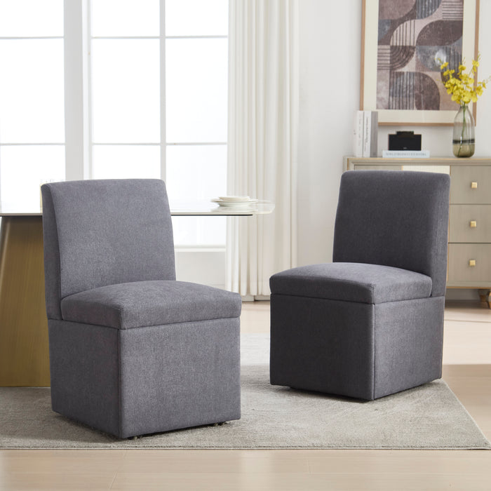 360 Degree Swivel Upholstered Dining Chairs Set of 2 Swivel Dining Room Chairs Kitchen Chairs Casters & Storage Comfy Modern Rolling Chair for Living Room Fabric Armless Chair - DTYStore