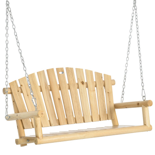 Outsunny 2-Seater Porch Swing, Hanging Outdoor Swing Bench with Metal Chains for Deck, Patio, Garden, Backyard - DTYStore