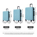 3 Piece Luggage Sets ABS Lightweight Suitcase with Two Hooks, Spinner Wheels, TSA Lock