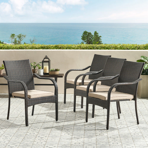 Outdoor Wicker Chairs, 56225.00CHRBRN KD, 4pcs - DTYStore