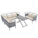 5-Piece Modern Patio Sectional Sofa Set Outdoor Woven Rope Furniture with Table and Cushions