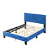 4-Pieces Bedroom Sets Queen Size Upholstered Bed Frame with Rivet Design,Nightstands and Tufted Storage Ottoman,Blue