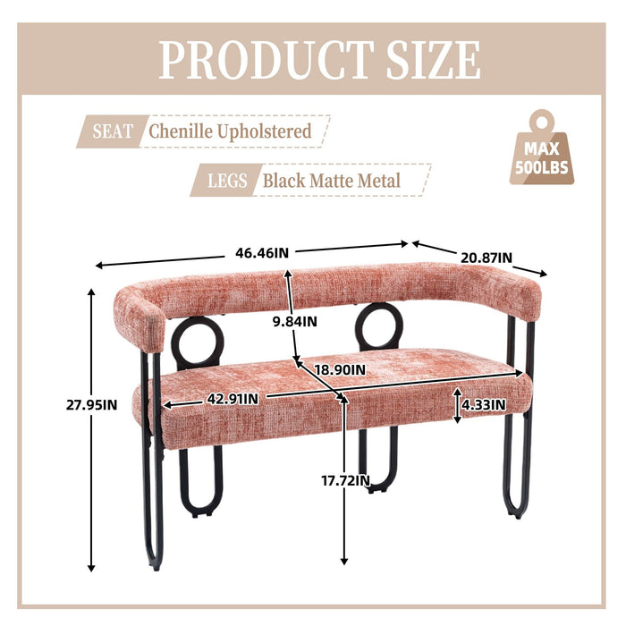 COOLMORE Modern Loveseat 2 Seater Sofa Chenille Fabric Couch with Arms and Metal Legs for Living Room, Home Office, Studio (Pink Chenille)