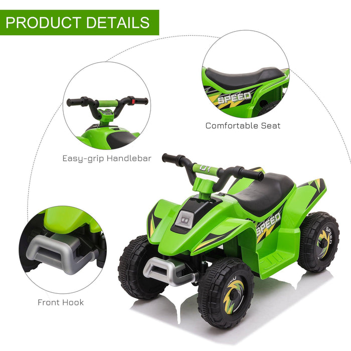 6V Kids ATV 4-Wheeler Ride on Car, Electric Motorized Quad Battery Powered Vehicle with Forward/Reverse Switch for 18-36 Months Old Toddlers, Green