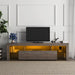 FashionTVstandTVcabinet,EntertainmentCenter,TVstationTV console,media console,with LEDlight belt,light belt remote control,toughenedglassshelf,metal handle,Canbeplaced in the living room,bedroom,brown