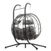 2 Persons Egg Chair with Stand Indoor Outdoor Swing Chair Patio Wicker Hanging Egg Chair Hanging Basket Chair with Stand for Bedroom Living Room Balcony - DTYStore