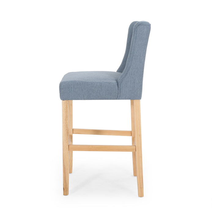 Vienna Contemporary Fabric Tufted Wingback 31 Inch Counter Stools, Set of 2, Light Blue and Natural - DTYStore