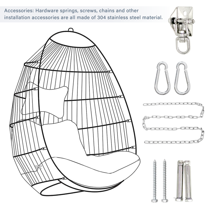Outdoor garden rattan egg swing chair hanging chair PE hanging chair blue - DTYStore
