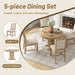 5-Piece Extendable Round Dining Set with Upholstered Chairs for Kitchen, Dining Room