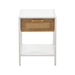 15.74" Rattan End table with drawer, Modern nightstand, metal legs,side table for living room, bedroom,white(1 pc) - DTYStore