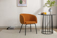 039-Set of 1 Boucle Fabric Dining Chair With Black Metal Legs,Ginger - DTYStore