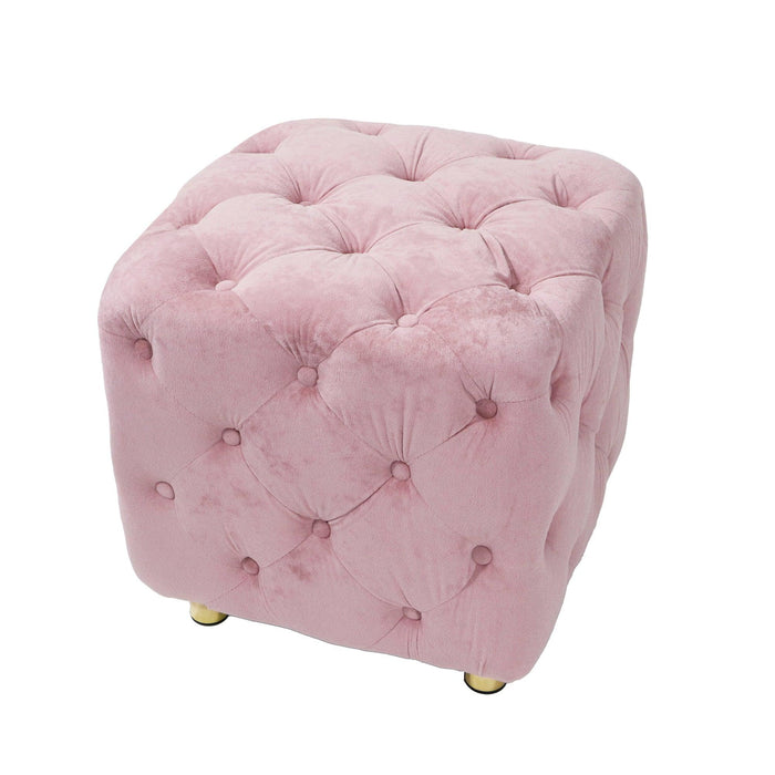 Pink Modern Velvet Upholstered Ottoman, Exquisite Small End Table, Soft Foot Stool,Dressing Makeup Chair, Comfortable Seat for Living Room, Bedroom, Entrance