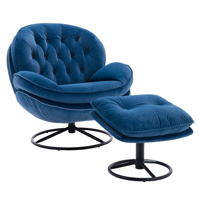 Accent chair TV Chair Living room Chair with Ottoman-Blue