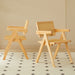 2 dining chairs, natural color, rubber wood rattan weaving technology, armrest solid wood dining chair, living room chair, simple and natural - DTYStore