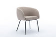 039-Set of 1 Boucle Fabric Dining Chair With Black Metal Legs,Light Coffee - DTYStore