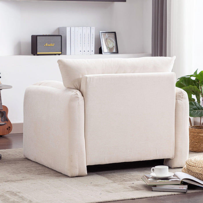 Modern Style Chenille Oversized Armchair Accent Chair Single Sofa Lounge Chair 38.6'' W for Living Room, Bedroom,Cream