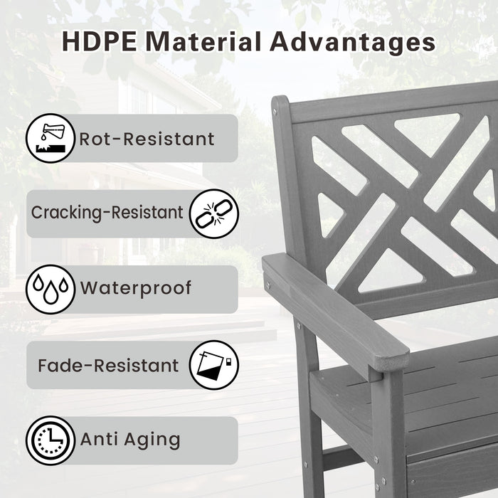 HDPE Outdoor Dining Chairs, Set of 2, Patio Garden Chairs, Porch Chairs, Weather Resistant, Grey - DTYStore
