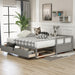 Wooden Daybed with Trundle Bed and Two Storage Drawers , Extendable Bed Daybed,Sofa Bed for Bedroom Living Room, Gray - DTYStore