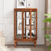 2 Doors Curio Cabinet with Tempered Glass Doors and Mirrored Back Panel, Lighted Display Cabinet for Home and Office