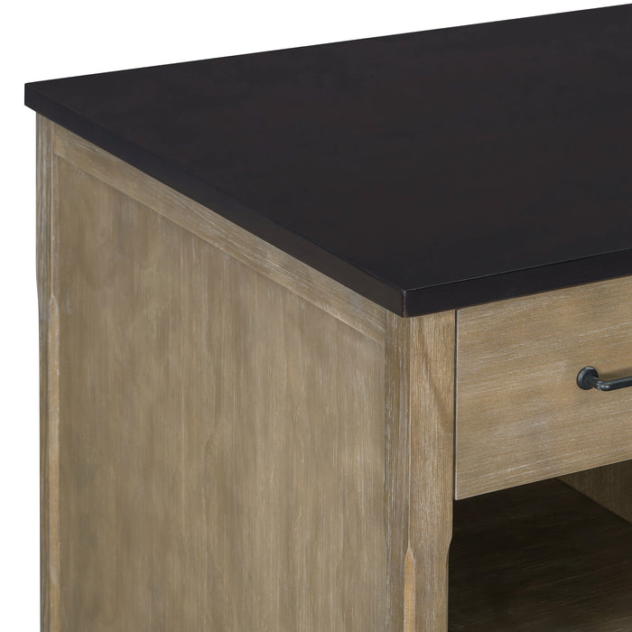 Extendable Kitchen Island with Storage, Multi-Functional Kitchen Cart with Built-In Power Outlets, Retro Kitchen Island on Wheels with Drawers and Open Shelves for Kitchen (Espresso+Natural) - DTYStore