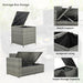 Outdoor 6-Piece All Weather PE Rattan Sofa Set, Garden Patio Wicker Sectional Furniture Set with Adjustable Seat, Storage Box, Removable Covers and Tempered Glass Top Table,Grey - DTYStore