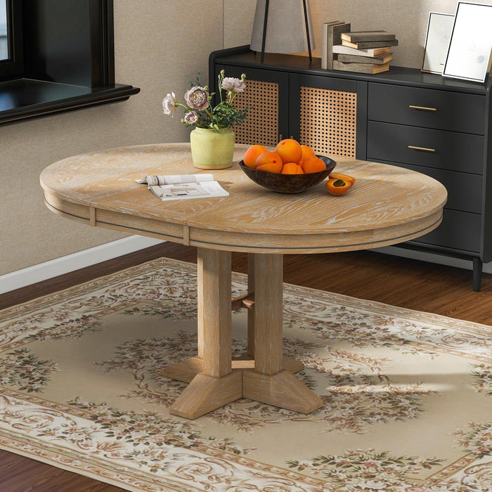 Farmhouse Dining Table Extendable Round Table for Kitchen, Dining Room