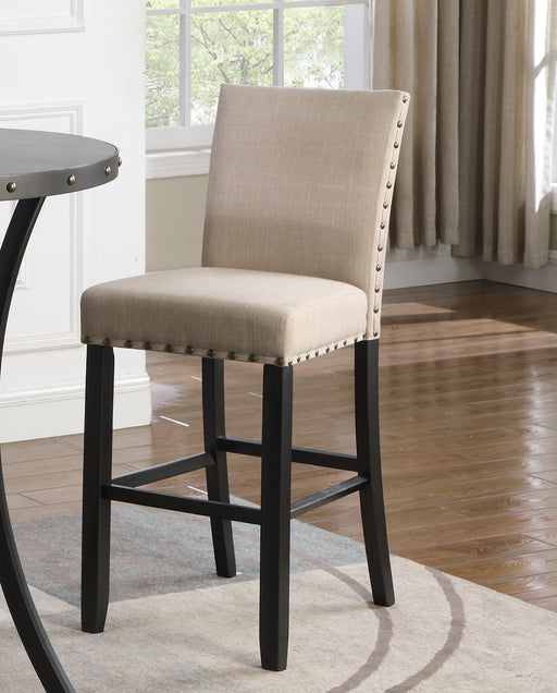 Biony Fabric Bar Stools with Nailhead Trim, Set of 2, Tan - DTYStore