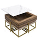 Modern Square Lift-Top Coffee Table Set with Storage & 4 Ottomans White & Walnut - DTYStore