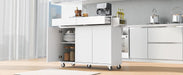 K&K 53.2'' Kitchen Island with Drop Leaf, Kitchen Storage Cart with Spice Rack, Towel Rack and 2 Drawers, Rolling Kitchen Island on Wheels with Adjustable Shelves for Kitchen, Dining Room, White