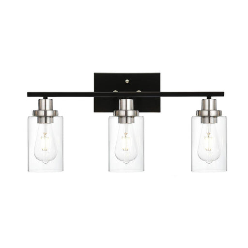Modern Bathroom Lighting with Clear Glass Shade, 3-Light Black Vanity Light Wall Mount Lamp for Bedroom Vanity Table Bathroom Dressing Table, Brushed Nickel Finish Socket - DTYStore