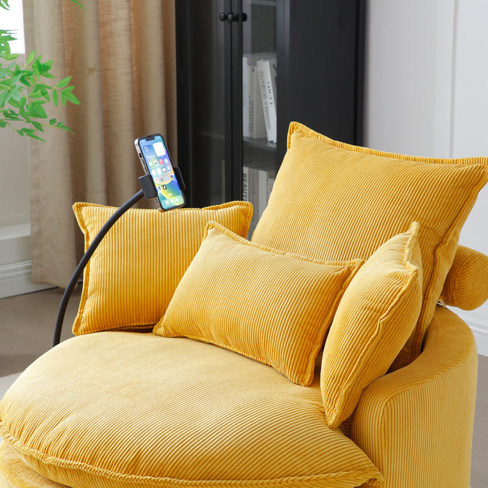 360° Swivel Accent Barrel Chair Modern Comfy Round Reading Sofa Swivel Chairs Circle Lounge Chair for Bedroom Living Room w/4 Pillow Lower Seating Heigh (Yellow) - DTYStore