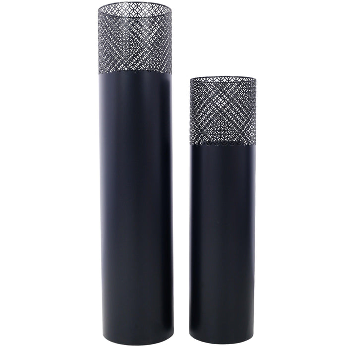 Lantern Column, Set of 2, Decorative Column for Garden in Industrial Design, Lantern for Outdoor and Indoor, Lantern Including Candles, Oriental, 37 1/2+ 29 1/2 in - DTYStore