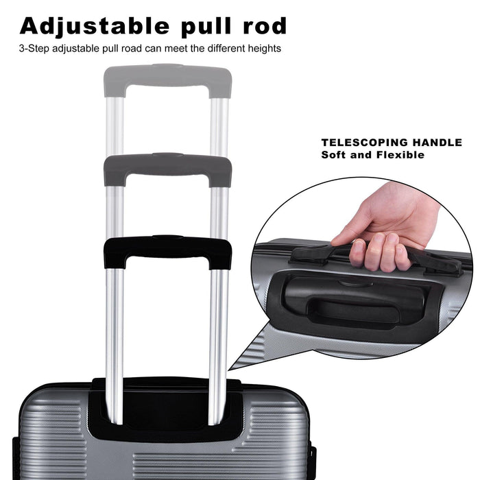 3 Piece Lightweight Luggage Set with TSA Lock, Durable Spinner Wheels and Hooks, Cross Striped