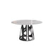 53" Round Marble Dining Table with Black Iron Metal Base, Artificial Marble for 6 People, Dining Room/Living Room Kitchen Dining Table,White (Dining Table Only) - DTYStore