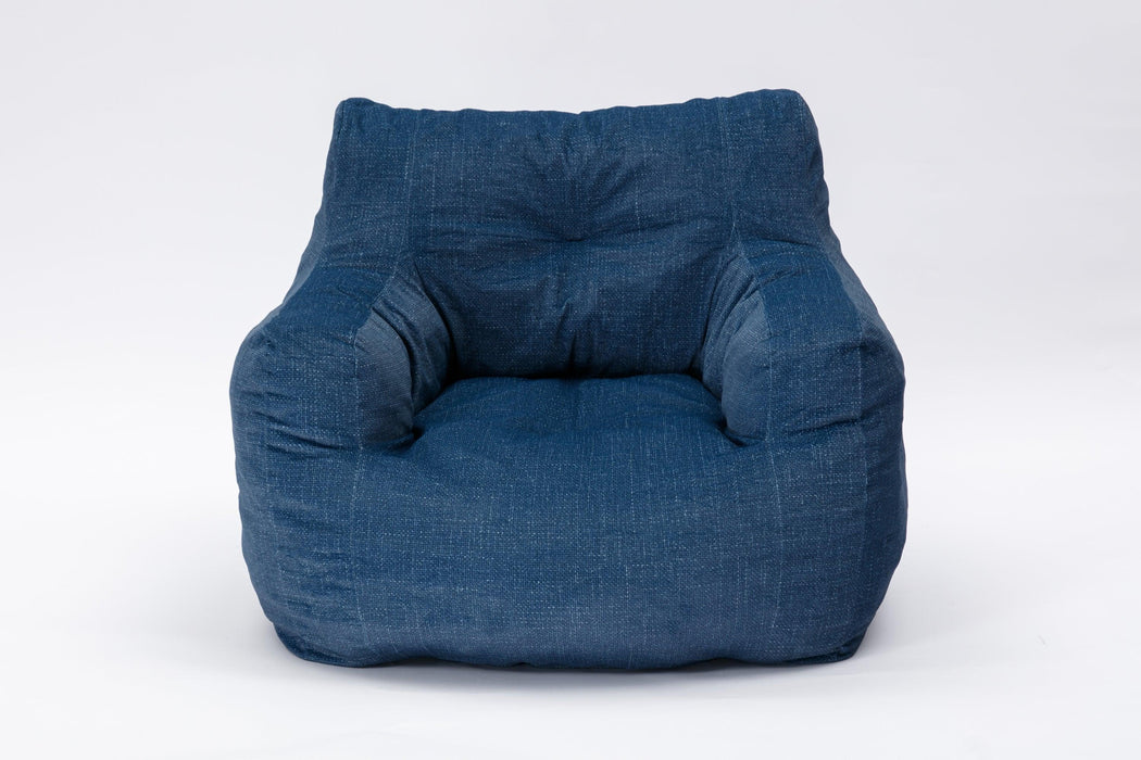 Soft Velvet Fabric Bean Bag Chair Filled With Memory Sponge Blue