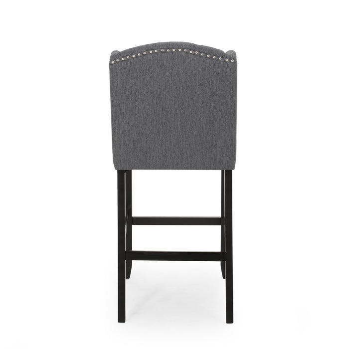 Vienna Contemporary Fabric Tufted Wingback 31 Inch Counter Stools, Set of 2, Charcoal and Dark Brown - DTYStore