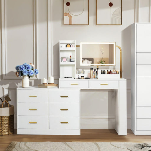Modern White 8-Drawer Dresser for Bedroom - Ample Storage Wide Chest of Drawers, Sturdy & Safe - DTYStore