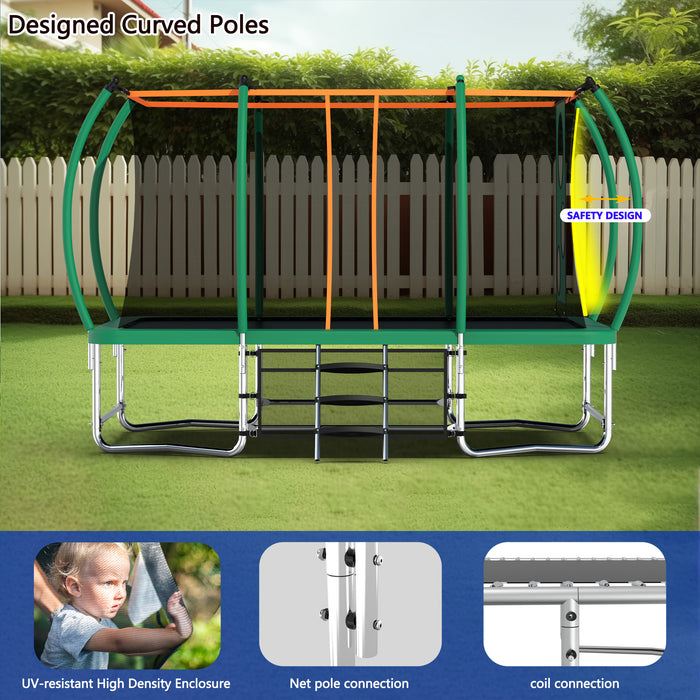 8X14FT Outdoor Square Trampolines for Kids Adults Long Rectangular Tumbling Trampoline - DTYStore