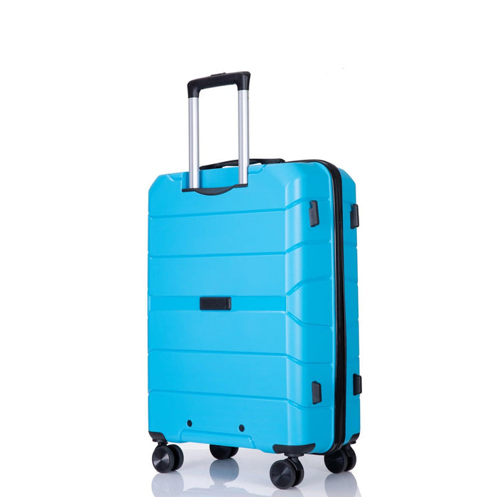 Hardshell Suitcase Spinner Wheels PP Luggage Sets Lightweight Suitcase With TSA Lock,3-Piece Set (20/24/28) ,Light Blue