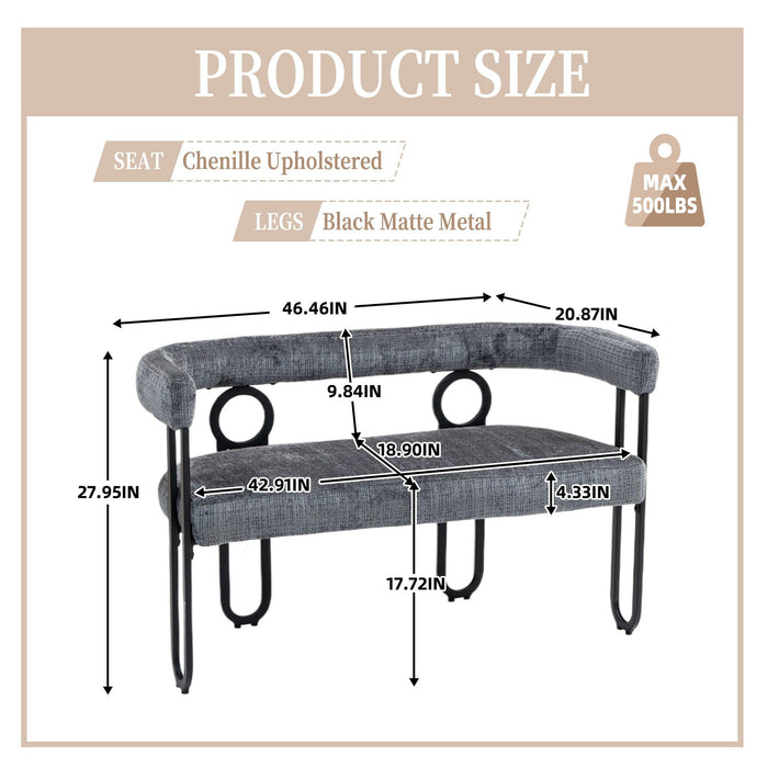 COOLMORE Modern Loveseat 2 Seater Sofa Chenille Fabric Couch with Arms and Metal Legs for Living Room, Home Office, Studio (Gray Chenille)