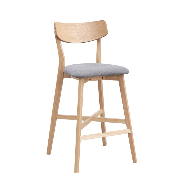 Wooden Bar Chairs Set of 2, Modern Soft Upholstered Kitchen Island Chairs, Counter Height Stool with Backrest,Wooden Frame Chairs with Footrest for Pub,Living Room,Restaurant,OAK - DTYStore
